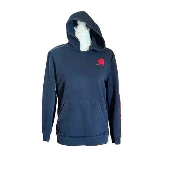 CARHART HOODIE pullover navy blue and red youth XL - Picture 3 of 8